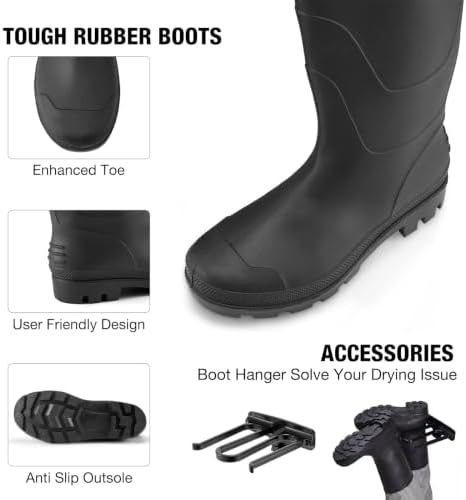 Waders for Men Waterproof Women Fishing Chest Wader with Boots | 2-Ply Nylon/PVC, for hunting & fishing, with boot hanger