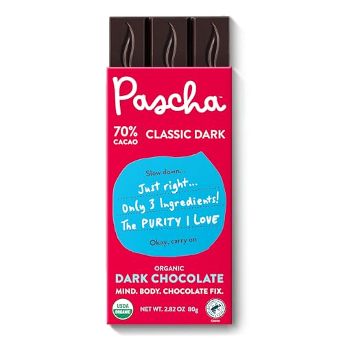 Pascha 85% Cacao Dark Chocolate Bars - Organic, Vegan, 10 Count | Pascha 85% Organic Vegan Dairy Free Dark Chocolate Bars, 10 Count