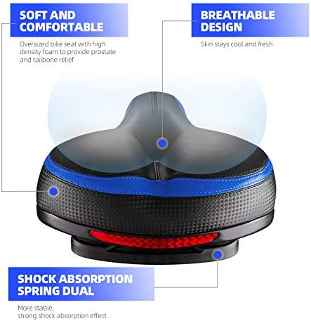 Bike Seat, Most Comfortable Bicycle Seat Dual Shock Absorbing Memory Foam Waterproof Bicycle Saddle Bike Seat Replacement with Refective Tape