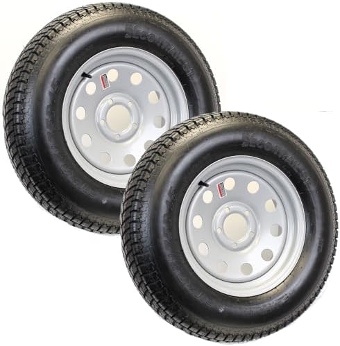 eCustomrim 2-Pack Trailer Tire Rim Assembly ST205/75D15 F78-15 5 Lug Silver | 205/75-15 Load Range C 6 Ply Tire
