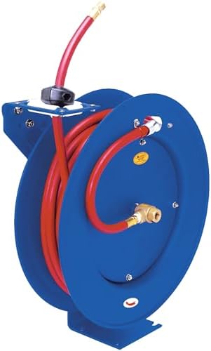 Performance Tool M635 50 ft. 18-Gauge Steel Air Hose Reel | Durable powder coated finish. Holds up to 50-ft of 3/8-in compressor hose (not included). 3/8-in female NPT swivel. Reel only