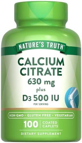 Nature's Truth Calcium Citrate with Vitamin D3 | 100 Caplets | Vegetarian, Non-GMO & Gluten Free Supplement