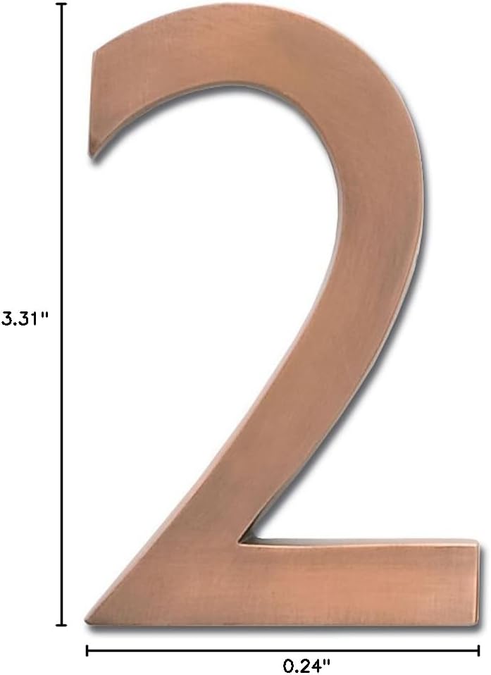 Architectural Mailboxes 3585AC-2 Brass 5-Inch Floating House Number 2