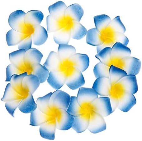 Pursuestar 100Pcs White Foam Hawaiian Frangipani Artificial Plumeria Flower Petals Cap Hair Hat Wreath Floral DIY Home Wedding Decoration 5cm