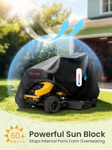 Riding Lawn Mower Cover, 54'' Lawn Tractor Cover 420D | Waterproof Heavy Duty, Elastic Hem, PU Coating Inside, Durabl Polyester Oxford