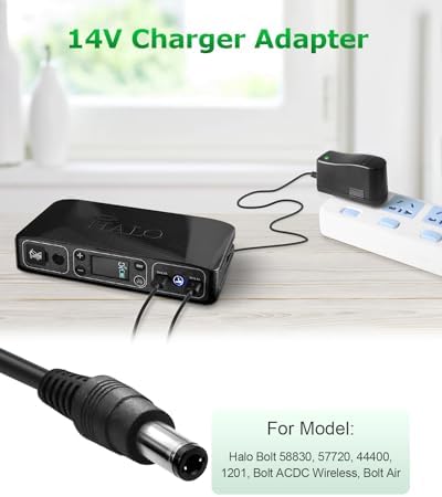 14V Charger for Halo Bolt Air 58830 57720 Jump Starters Adapter | Replacement Charging Cord for Halo Bolt ACDC 44400 Max 55500 1201 ACDC Wireless