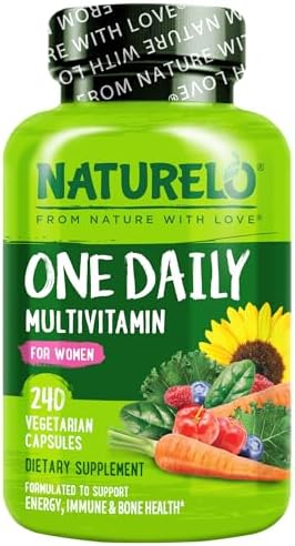 NATURELO One Daily Multivitamin for Women w/Vitamin B12, 60 Ct, Energy Support, Whole Food Daily Women Multivitamin Supplement, Nourish Hair/Skin/Nail, Non-GMO, No Soy, Gluten Free, 2 Month Supply | Energy Support, Whole Food Daily Women Multivitamin Sup…