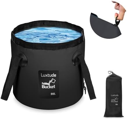 Luxtude Collapsible Bucket with Handle, Portable 5 Gallon Bucket for Camping, Fishing, Beach, Gardening, RV & Outdoor Emergency