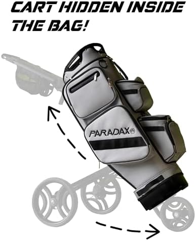 PARADAX A1-1 All-in-One Golf Bag - Cart Built Inside The Bag! | Cart hides Inside The Golf Bag Within Seconds. Push Golf Bag and Cart | Golf Bag and Cart Combo | Golf Bag with Wheels