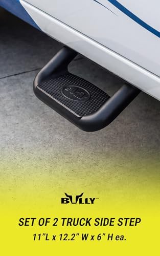 Bully BBS-1103 Truck Black Powder Coated Side Step Set, 2 Pieces (1 Pair), Includes Mounting Brackets - Fits Various Trucks from Chevy (Chevrolet)