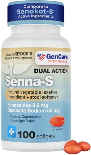 GenCare Senna-S Laxative Plus Stool Softener, Dual Action, 200 Ct