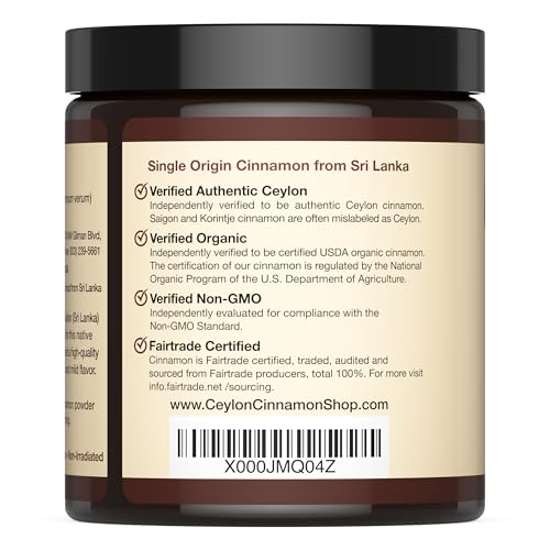 Organic Ceylon Cinnamon Powder, USDA Certified Spice - 8 ounces | Premium Grade True Cinnamon, Sri Lankan Variety, Cinnamomum Verum, All-Natural