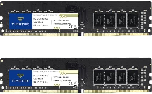 Timetec 16GB DDR4 2400MHz (PC4-2400T) PC4-19200 UDIMM Desktop RAM – 288-Pin 1.2V CL17 Non-ECC Unbuffered DIMM Memory Module Upgrade