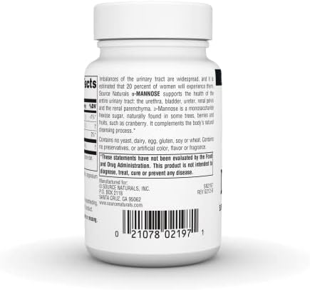 Source Naturals, D-Mannose - 500mg - 30 Capsules | Supports Urinary Tract & Bladder Health