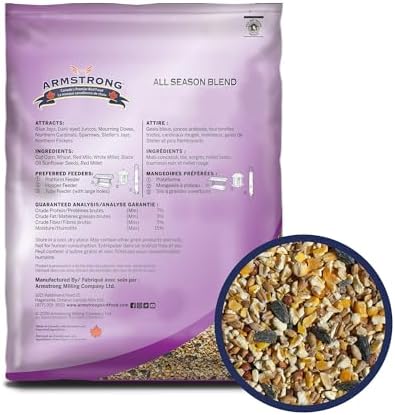 Armstrong Wild Bird Food All Season Bird Seed Blend, 40 Pounds - with Cut Corn, Wheat, White & Red Millet, Black Oil Sunflower Seeds for Blue Jays