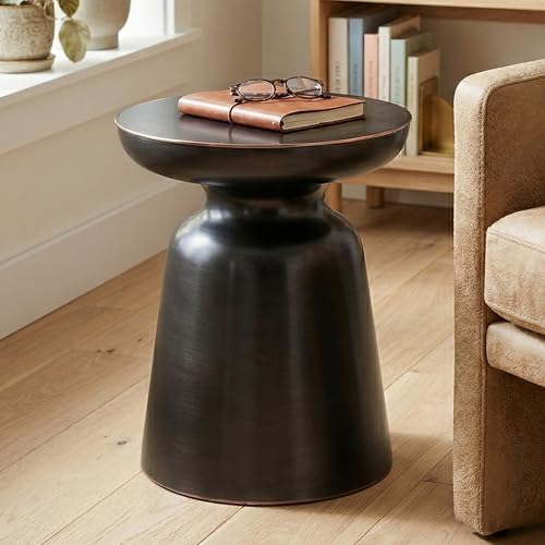 SIMPLIHOME Whitney 17" Wide Storage Metal Table in Antique Silver