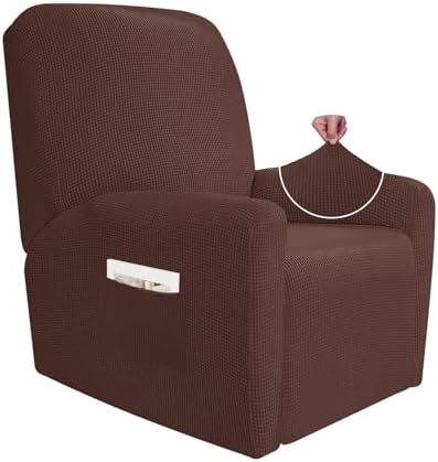 JIVINER Super Stretch Recliner Chair Covers 4 Pieces Sofa Slipcover for Reclining Chair Spandex Soft Recliner Slipcover with Pockets Recliner
