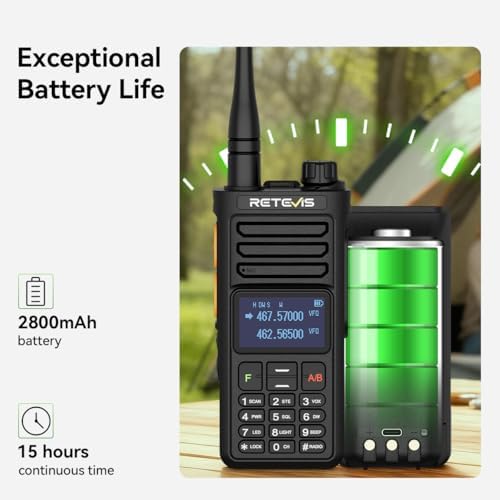 Retevis RA89R Ham Radio with Cross-Band Repeater, Long Range Radio | for Emergency, Survival, with APP Setting, Dual Band, High Power, IP54, Handheld, Long Range, 2800mAh USB-C Rechargeable