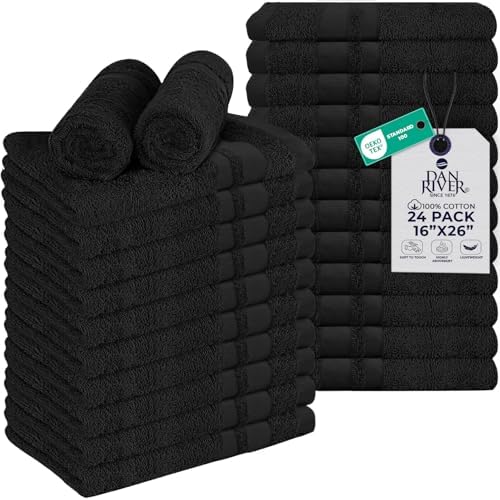 DAN RIVER 100% Cotton Salon Towels Set – 16x26 inches, Pack of 24, Highly Absorbent and Quick-Dry Towels for Hand, Salon, Spa, Beauty