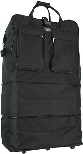 30" /36" /40", Expandable Rolling Wheeled Duffel Spinner Suitcase (Black, 40")