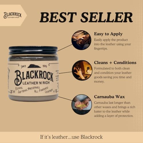 Blackrock LEATHER N RICH - Quality leather cleaner and conditioner, Made in the USA since 1976 - Leather care for boots, saddles, car interiors