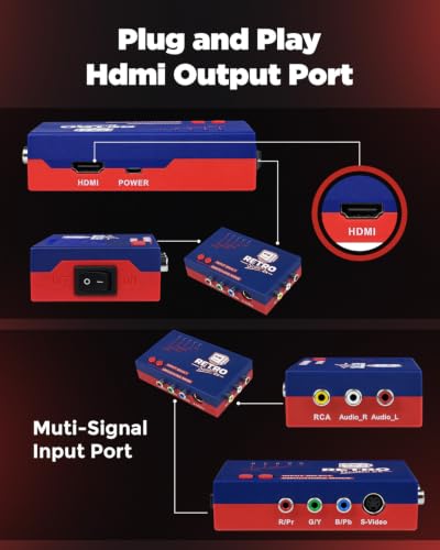 AV/S-Video/YPBPR to HDMI Converter, RetroScaler 2X Line Doubler with No Lags | Upscaler for Retro Games