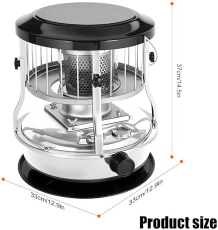 Indoor Kerosene Heater, Portable Kerosene Heater for Camping and Emergency, 9000 BTU 2400W Output with 1.21 Gallon Fuel Tank, 18–22 Hour Burn, 0.2–0.24L/H Consumption (Red)