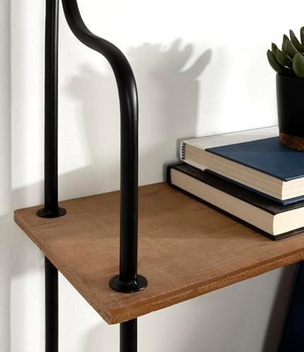 Kate and Laurel Walters Wood and Metal 3-Tier Shelving, 21" x 32", Rustic Brown and Black, Shabby-Chic Industrial Shelves for Storage and Decor