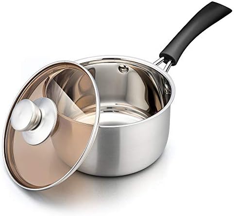 TeamFar 1 Quart Saucepan, Stainless Steel Saucepan with Lid | Small Sauce Pot Milk Pan Cookware for Home Cooking, Non Toxic & Healthy, Easy Clean & Dishwasher Safe