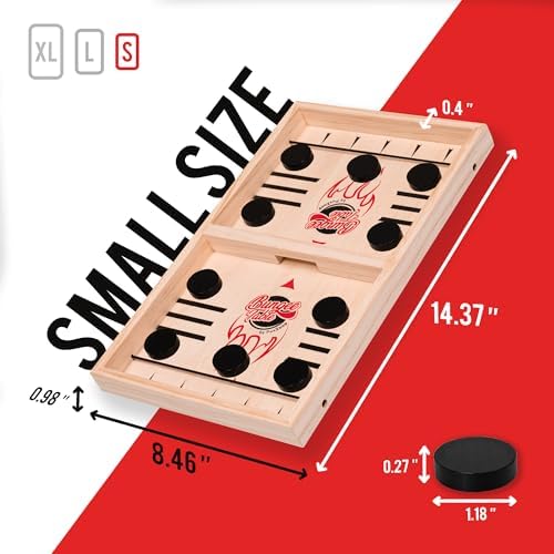 Fast Sling Puck Game - Test Your Speed and Accuracy with This Fast-Paced Wooden Air Hockey Board Game - Guaranteed Fun for Family Night or Friends