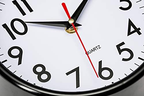 Bernhard Products Silver Wall Clock 8" Silent Non-Ticking Quality Quartz Battery Operated Clock for Home Kitchen Bedroom Bathroom Classroom Nursery