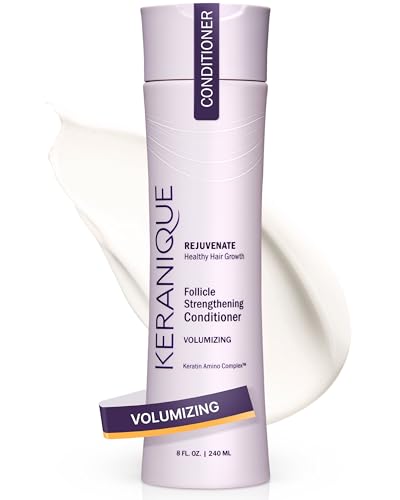 Keranique Volumizing Keratin Conditioner for Thinning Hair, Hair Regrowth | Keratin Amino Complex, Free of Sulfates, Dyes and Parabens, 8 Fl Oz | Volumizes Hair
