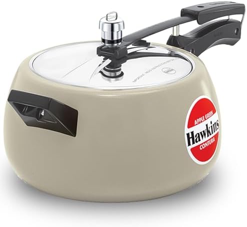 Hawkins 5 Litre Contura Pressure Cooker, Ceramic Coated Handi Inner Lid Cooker, Tomato Red (CTR50)