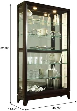 Pulaski Two Way Sliding Door Curio, 46 by 15 by 83-Inch, Chocolate Cherry Finish, Dark Brown