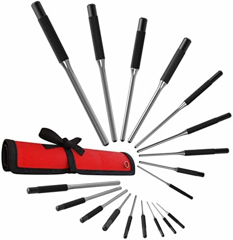 Roll Pin Punch Set 9pc - Great Nail Punch for Gun Tool Kit Building, Watch Repair Kit and Removing Firing Pin with Tool Pouch
