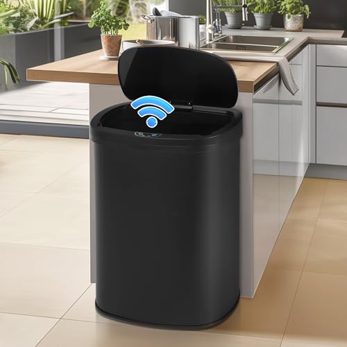 Dkeli 13 Gallon Automatic Motion Sensor Trash Can, Stainless Steel Touchless Kitchen Trash Can with Lid, 50L High-Capacity Office Bathroom Bedroom Garbage Bin
