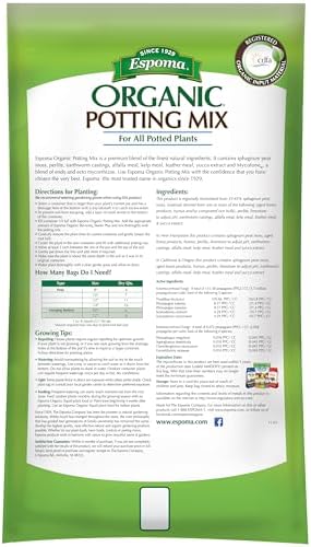 Espoma Organic Potting Soil Mix - All Natural Potting Mix for All Indoor & Outdoor Containers Including Herbs & Vegetables. for Organic Gardening