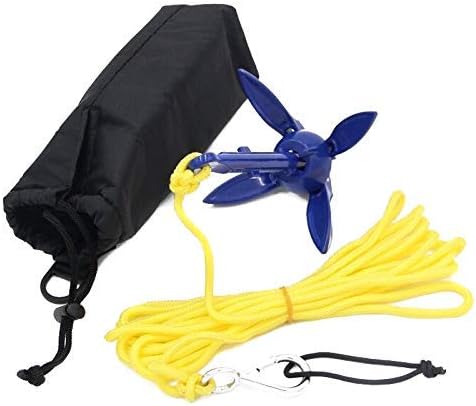 ausuky Foldable Aluminum Anchor Kit with Rope for Canoe Kayak Small Boat