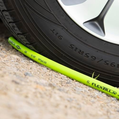 Flexzilla Air Hose, 3/8 in. x 50 ft., 3/8 in. MNPT Fittings, Heavy Duty, Lightweight, Hybrid, ZillaGreen - HFZ3850YW3