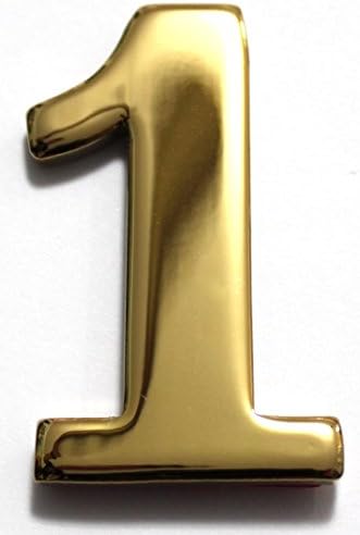 2" Solid Brass Mailbox Number #1 / Better Box Mailboxes Two Inch Tall Numbers with 3M Peel and Stick Auto Grade Adhesive - Clear Coat Sealed
