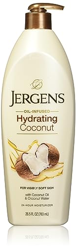 Jergens Hydrating Coconut Body Lotion, Hand and Body Moisturizer, Infused with Coconut Oil, Hydrates Dry Skin Instantly, Dermatologist Tested, 16.8 oz | Coconut Oil, Instantly Hydrates, Dermatologist Tested, Extra Dry Skin Care, Long-Lasting Moisture