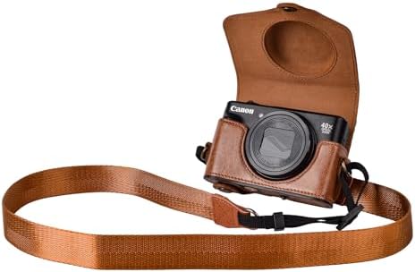 kinokoo Case for Canon PowerShot SX720 HS/SX730 HS/SX740 HS Digital Camera - PU Leather SX740 HS Protective Case Easy Carrying Bag with Adjustable Shoulder Strap - Brown