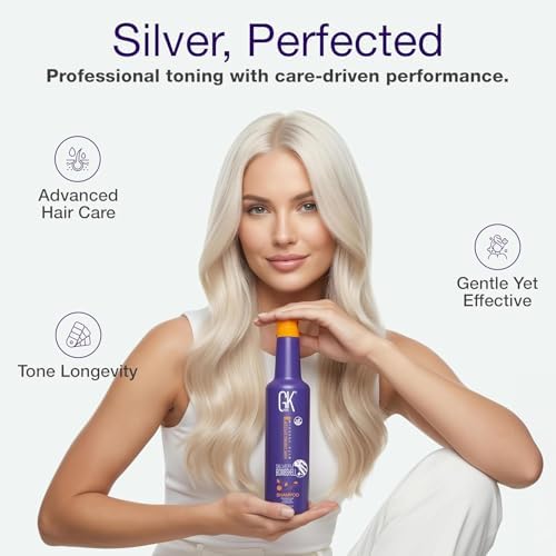 GK HAIR Silver Bombshell Purple Shampoo with Vitamin B5 9.5 Oz | Sulfate-Free Purple Toning Shampoo — Removes Brassy, Yellow & Orange Tones from Blonde, Gray, Silver & Bleached Hair