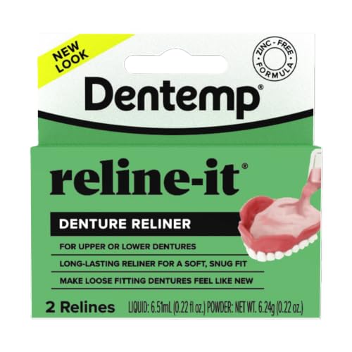 Dentemp Denture Reline Kit - Advanced Formula Reline It Denture Reliner (Pack of 2) - Denture Kit to Refit and Tighten Dentures for Both Upper & Lower Denture (Packaging May Vary)