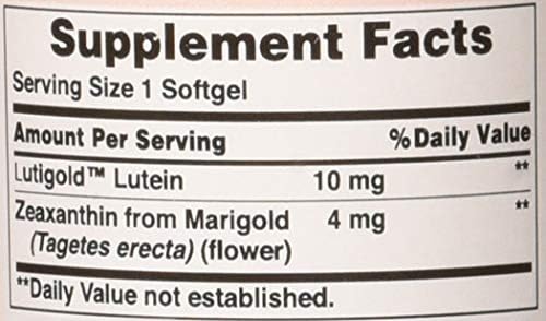 Puritan's Pride Zeaxanthin 4mg with Lutigold™ Lutein 10mg Carotenoids