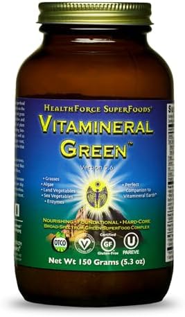 HEALTHFORCE SUPERFOODS Vitamineral Green - Mineral Supplement for Immune & Thyroid Support - Green Powder Supplement with Ingredients from the Land - Gluten-Free & Vegan - 150 Grams