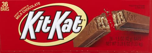 KIT KAT Milk Chocolate Wafer Candy Bars, 1.5 oz, 36 ct | Crisp Wafers Covered in Milk Chocolate, Kosher, Individually Wrapped Chocolate Candy for Lunch Boxes and Sharing, 36 ct