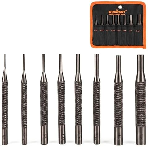 HORUSDY 8 Pieces Pin Punch Set, Kit Removing Repair Tool with Holder for Automotive, Watch Repair,Jewelry and Craft