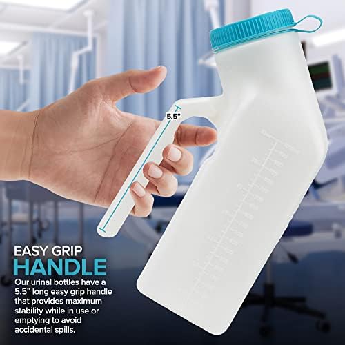 Male Urine Bottle (35 oz), Portable Urinals for Men Spill Proof Nighttime, Pee Bottles for Men with Screw-On Lid