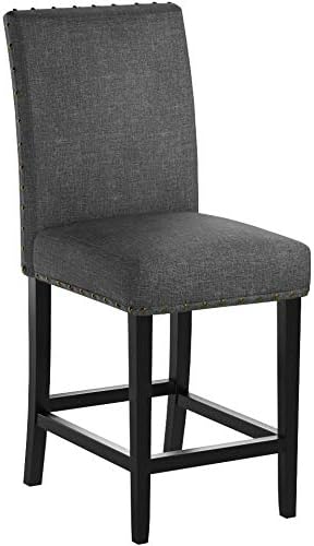 Biony Blue Fabric Counter Height Stools with Nailhead Trim, Set of 2